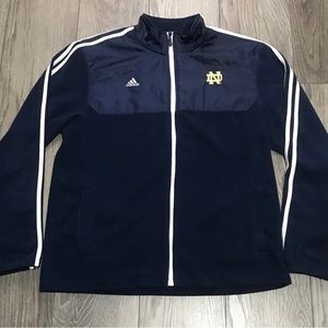 Adidas Notre Dame Fighting Irish Blue Fleece Jacket  Full Zip Size Large
